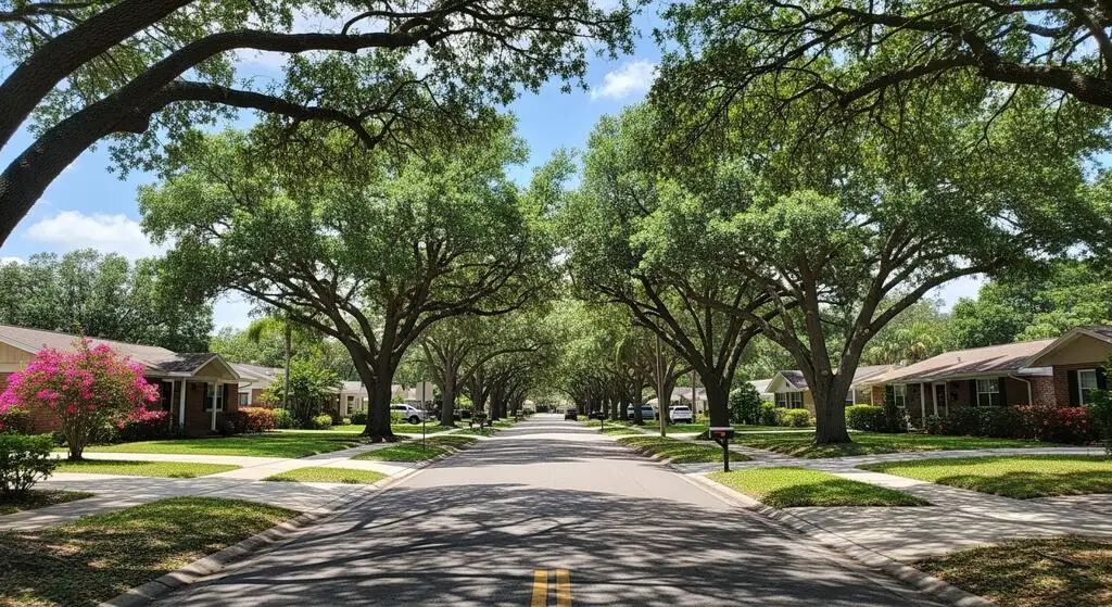 A quiet oak-lined street in Audubon Park